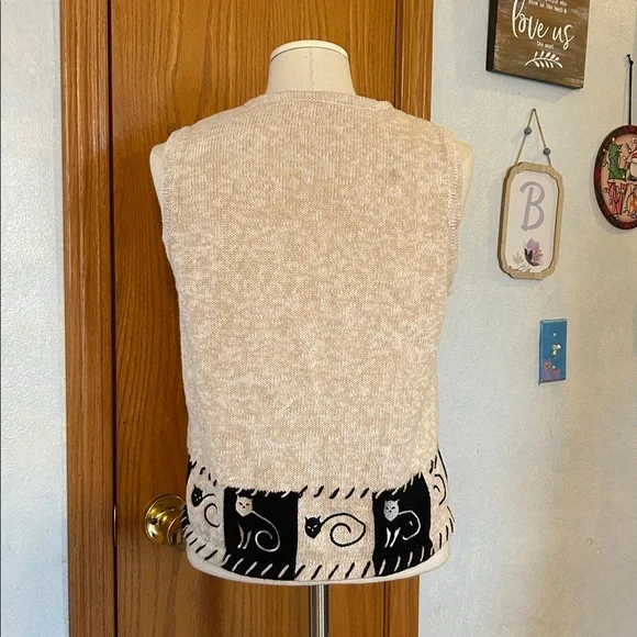 Christopher & Banks Beige Knit Kitty Sweater Vest - Picture 4 of 9